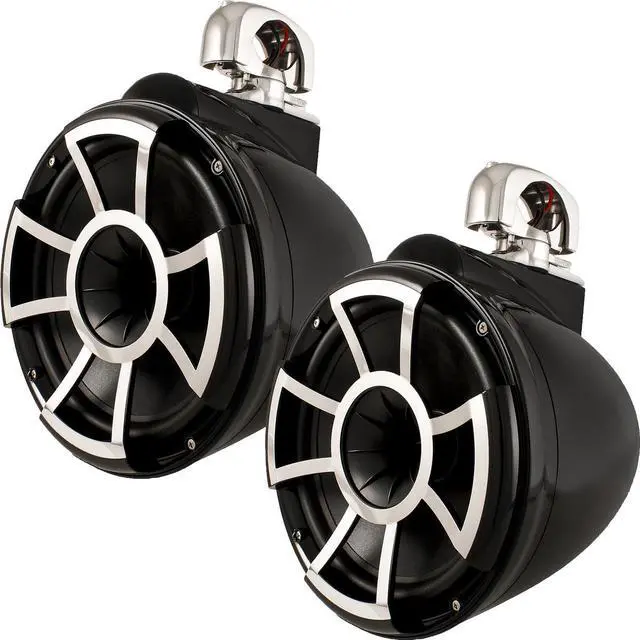 Alt view image 2 of 4 - Wet Sounds REV10B-SC Black REV 10 Swivel Clamp Tower Speakers with Wet Sounds SDX2 1250 Watt 2-channel Amplifier