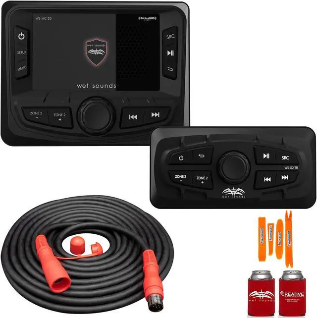 Main image of Wet Sounds WS-MC-20 2-Zone Media Center with WS-G2-TR Wired Transom Remote for MC-20 (No Display)