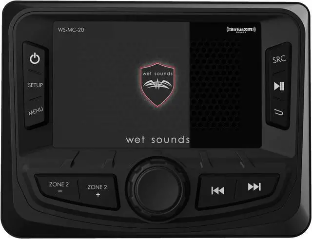 Alt view image 2 of 4 - Wet Sounds WS-MC-20 2-Zone Media Center with WS-G2-TR Wired Transom Remote for MC-20 (No Display)