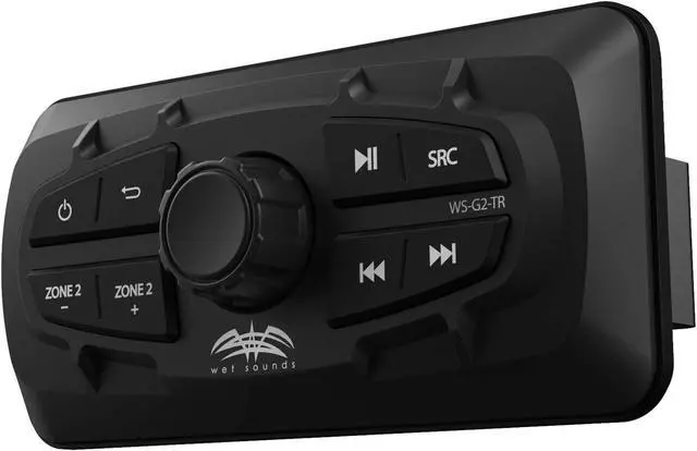 Alt view image 4 of 4 - Wet Sounds WS-MC-20 2-Zone Media Center with WS-G2-TR Wired Transom Remote for MC-20 (No Display)