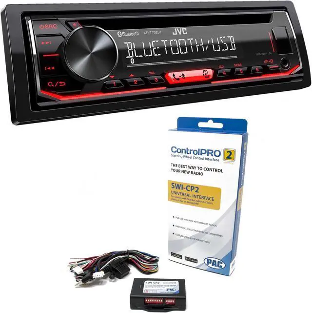 Main image of JVC KD-T720BT 1-DIN CD Receiver with Bluetooth Wireless Technology and USB/AUX Input with PAC SWI-CP2 Steering Wheel Interface