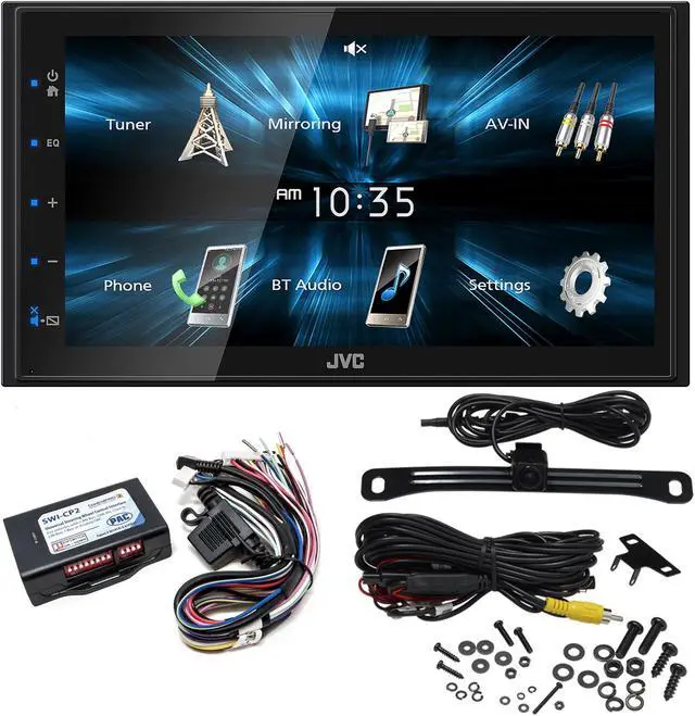 Main image of JVC KW-M150BT Digital Media Receiver featuring 6.8" WVGA Capacitive Monitor with PAC SWI-CP2 Steering Wheel Interface and License Plate Back Up Camera