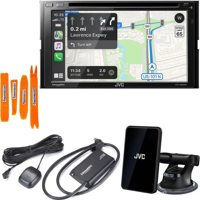 Main image of JVC KW-V960BW CD\DVD AV Receiver with Bluetooth, Wireless Android Auto & Wireless Apple CarPlay, Includes KS-GC10Q Qi Wireless Charging and SXV300v1 Satellite Tuner