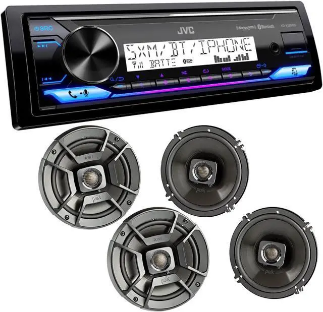 Main image of JVC KD-X38MBS Marine Digital Media Receiver with Bluetooth, USB, SiriusXM Ready, Conformal Coated PCB with 2 Pairs Polk DB652 6.5" Marine Speakers