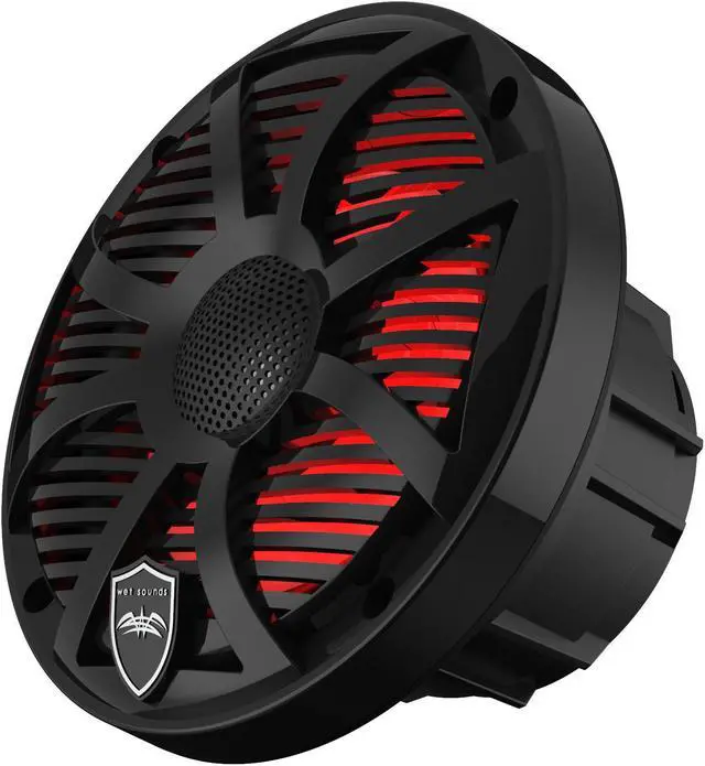 Alt view image 5 of 5 - wet sounds revo 6swb black closed sw grille 6.5 inch marine led coaxial speakers pair