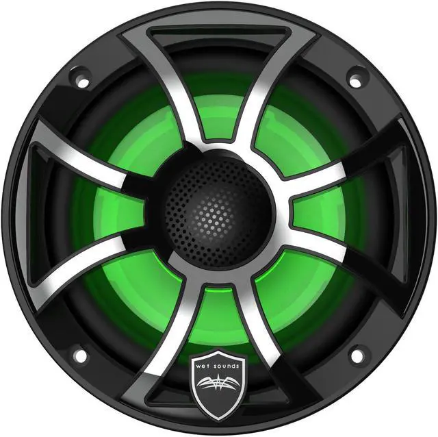 Alt view image 3 of 4 - Wet Sounds REVO 6-XSB-SS Black XS / Stainless Overlay Grill 6.5 Inch Marine LED Coaxial Speakers (pair)
