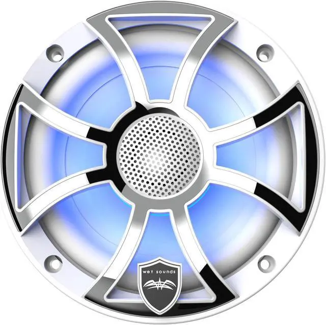 Alt view image 3 of 4 - Wet Sounds REVO 6-XSW-SS White XS / Stainless Overlay Grill 6.5 Inch Marine LED Coaxial Speakers (pair)