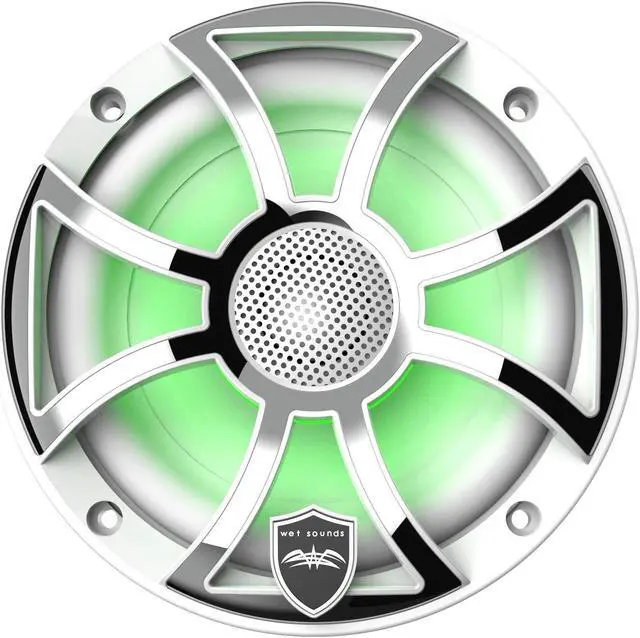 Alt view image 4 of 4 - Wet Sounds REVO 6-XSW-SS White XS / Stainless Overlay Grill 6.5 Inch Marine LED Coaxial Speakers (pair)