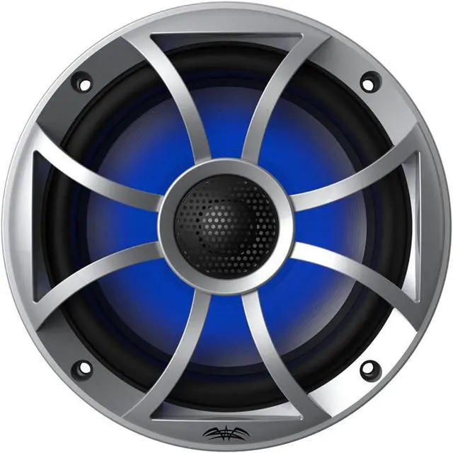 Alt view image 3 of 4 - Wet Sounds WS-MC-2 Marine Radio with 2 Pairs Wet Sounds RECON 6-S RGB LED 6.5" 60-Watt RMS Coaxial Speakers With Silver XS Grilles (Pair)