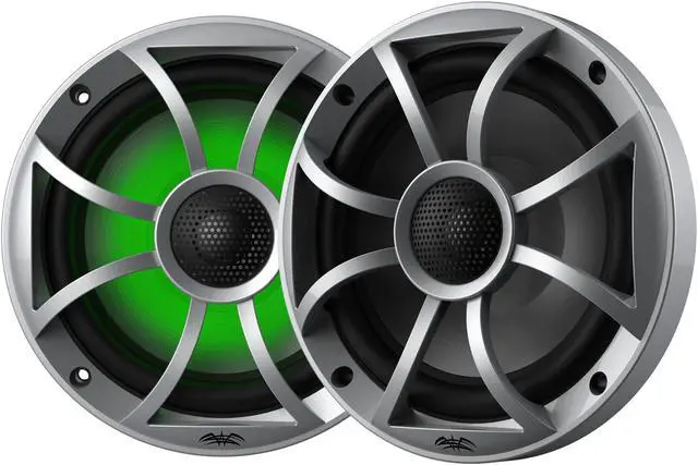 Alt view image 2 of 4 - Wet Sounds WS-MC-2 Marine Radio with 2 Pairs Wet Sounds RECON 6-S RGB LED 6.5" 60-Watt RMS Coaxial Speakers With Silver XS Grilles (Pair)