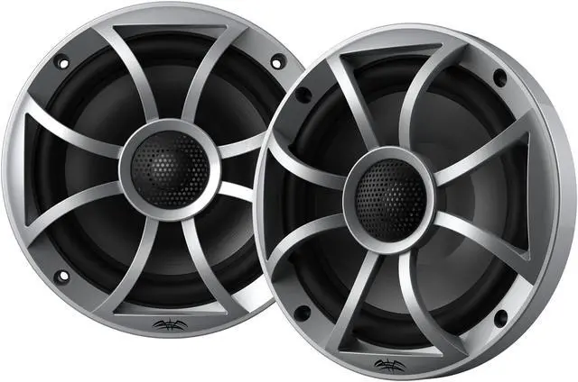 Alt view image 2 of 4 - Wet Sounds WS-MC-2 Marine Radio with 2 Pairs Wet Sounds RECON 6-S Recon Series 6.5" 60-Watt RMS Coaxial Speakers With Silver XS Grille And Cone (Pair)