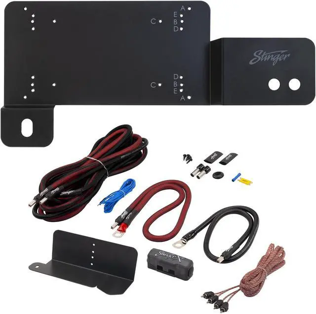 Main image of Stinger BRCOAMPBRKTP Amp Bracket - Passenger Side With STXKBR4 Underseat Amplifier 4-gauge Wiring Kit Compatible With Ford Bronco