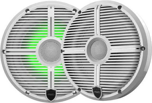 Alt view image 2 of 4 - Wet Sounds WS-MC-2 Marine Radio with 2 Pairs Wet Sounds RECON 6 XW-W RGB LED Recon Series 6.5" 60-Watt RMS Coaxial Speakers With White XW Grilles (Pair)