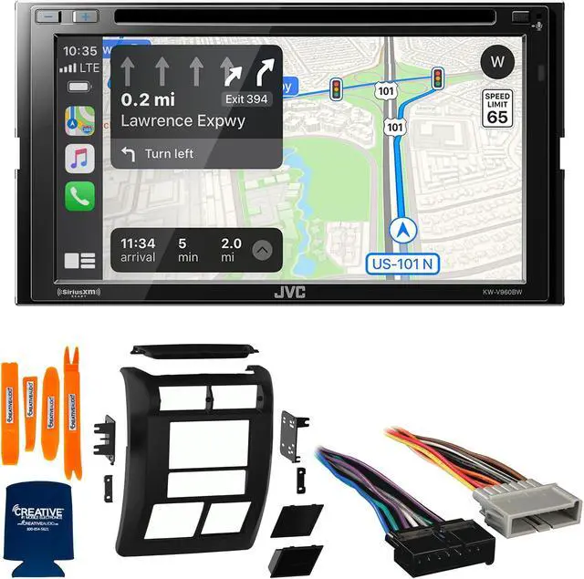 Main image of JVC Bundle - JVC KW-V960BW 6.8" Wireless Apple CarPlay/Android Auto MultiMedia Receiver with Dash Kit, Wiring Harness and Antenna Adapter, Compatible with Jeep Wrangler, 97-02