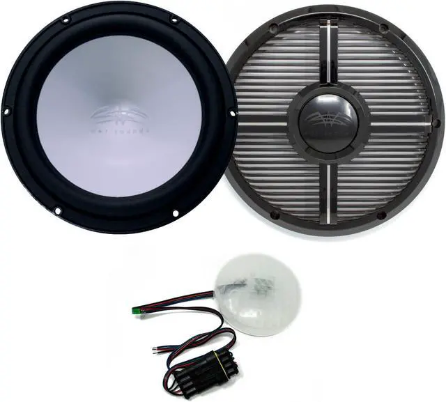 Main image of Wet Sounds REVO 10 FA S4-B 10" Black 4-Ohm Subwoofer with REVO 10XW-BGRILL 10" Subwoofer Grill with RGB LED kit