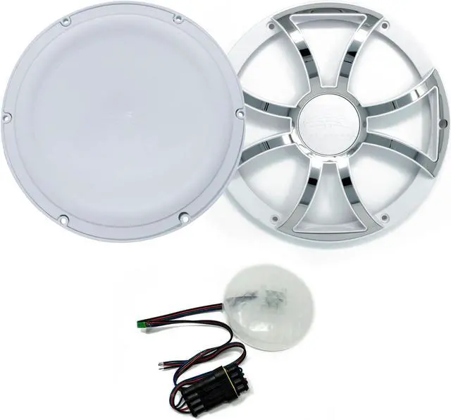 Main image of Wet Sounds REVO 12 FA S4-W 12" White 4-Ohm Subwoofer with REVO 12XS-W-SSGRILL 12" Subwoofer Grill with RGB LED kit