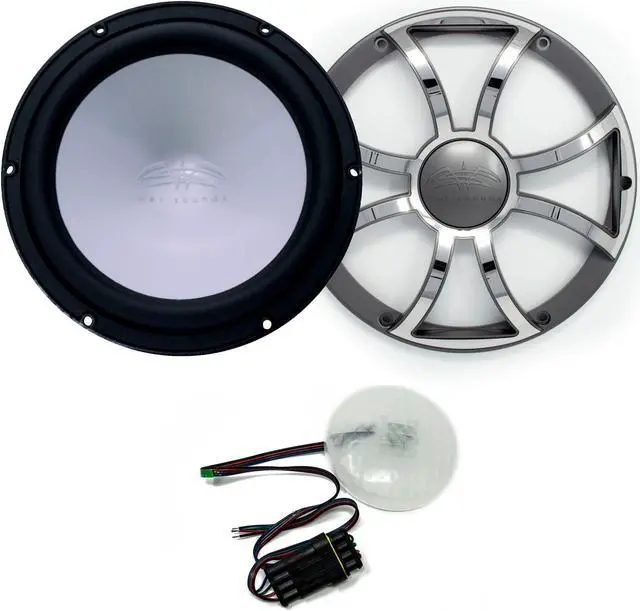 Main image of Wet Sounds REVO 12 FA S4-B 12" Black 4-Ohm Subwoofer with REVO 12XS-G-SSGRILL 12" Subwoofer Grill with RGB LED kit