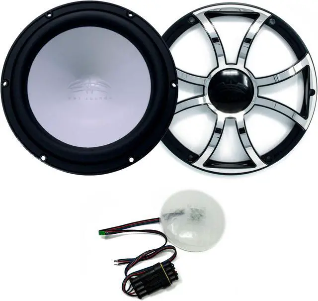 Main image of Wet Sounds REVO 12 FA S4-B 12" Black 4-Ohm Subwoofer with REVO 12XS-B-SSGRILL 12" Subwoofer Grill with RGB LED kit