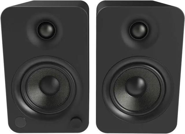 Alt view image 4 of 4 - Kanto YU4MB YU4 Black Speakers, Pair, SUB8MB 8" 250W Subwoofer, Black, and SP26PL Pair of 26" Speaker Stands, Black