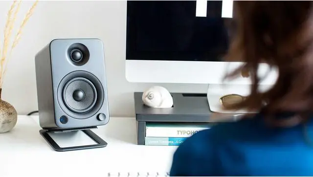 Alt view image 12 of 12 - Kanto YU4 Powered Bookshelf Speakers with Built-In Bluetooth - Pair (Matte Black)