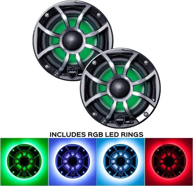 Main image of Wet Sounds REVO 6-XSB-SS BlackXS / Stainless Grill 6.5 Inch Marine LED Coaxial Speakers with RGB LED Speaker Rings