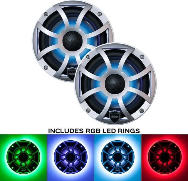Main image of Wet Sounds REVO 6-XSS Silver Open XS Grille 6.5 Inch Marine LED Coaxial Speakers (pair) with RGB LED Speaker Rings