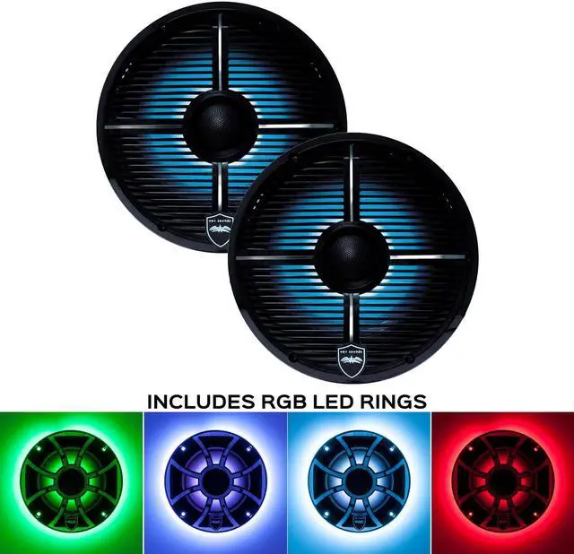 Main image of Wet Sounds REVO 6-XWB Black Closed XW Grille 6.5 Inch Marine LED Coaxial Speakers (pair) with RGB LED Speaker Rings