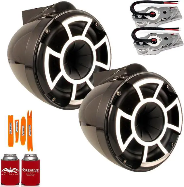 Main image of Wet Sounds REV8B-SXM 8" Tower Speakers, Stainless Swivel Base Mount (NO CLAMP)