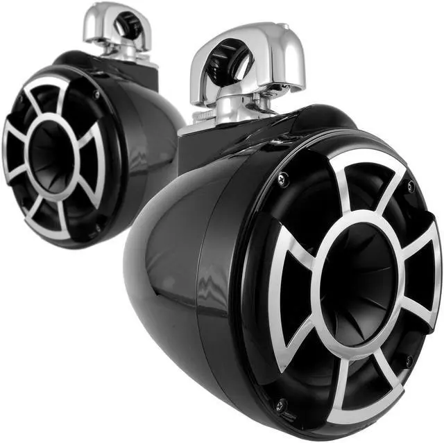 Alt view image 2 of 4 - Wet Sounds REV8B-SMINI 8" Black Tower Speakers with Stainless Steel Swivel Mini Clamps & SYN-DX2 750 Watt Amplifier