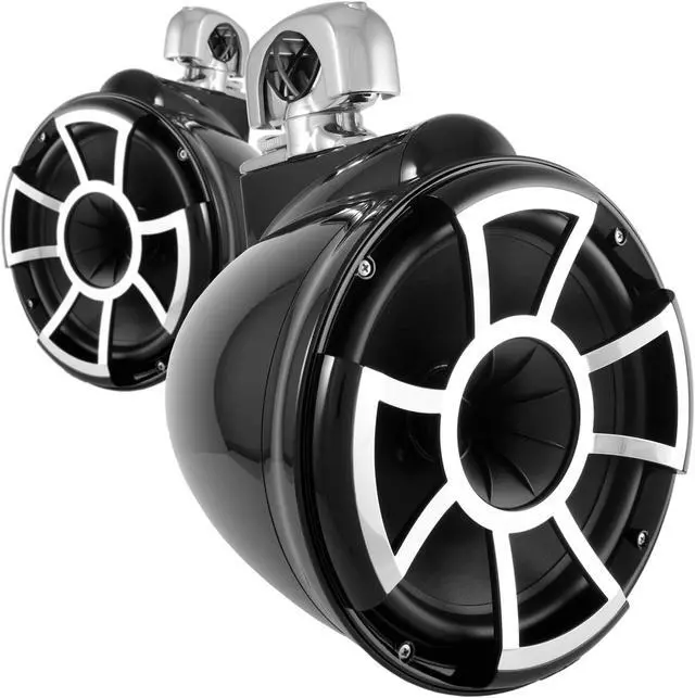 Alt view image 2 of 4 - Wet Sounds REV10B-SC 10" Black Tower Speakers with Stainless Steel Swivel Clamps & SYN-DX2.3 1200 Watt Amplifier