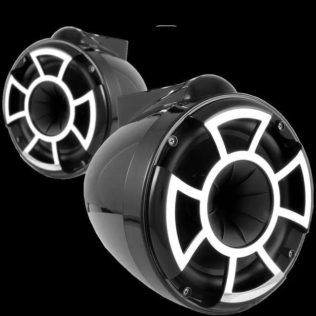 Alt view image 2 of 4 - Wet Sounds REV8B-X 8" Black Tower Speakers with X-Mounts & SYN-DX2.3 1200 Watt Amplifier