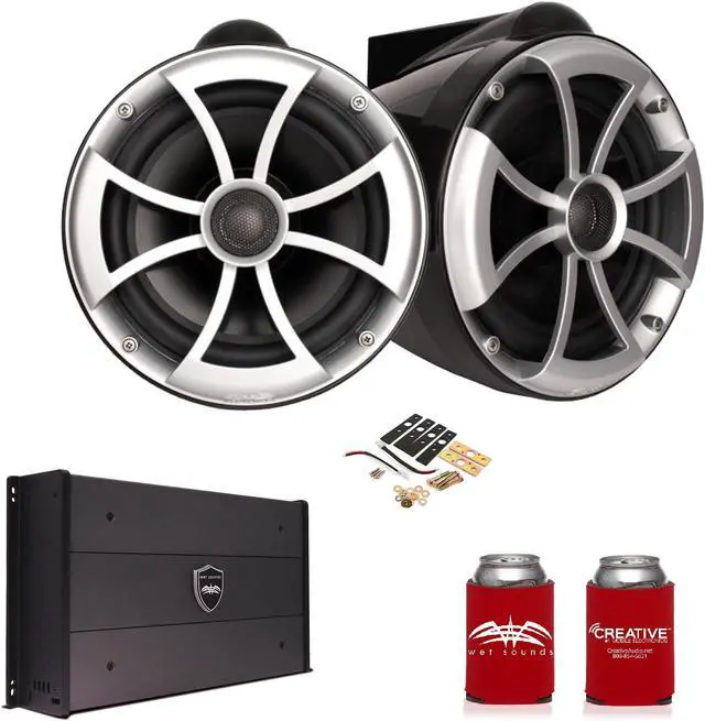Main image of Wet Sounds ICON8B-X 8" Black Tower Speakers with X-Mounts & SYN-DX2.3 1200 Watt Amplifier