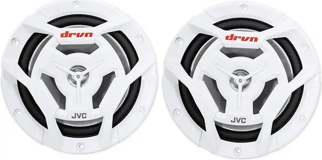 Alt view image 3 of 4 - JVC KS-DR2004D 4-Channel Compact Digital Amplifier 50W RMS x 4 @ 4 ohms with 2 Pairs CS-DR6201MW 6.5" Marine Speakers w/ White Grills for Car, Marine, UTV and Motorcycle