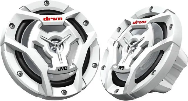 Alt view image 2 of 4 - JVC KS-DR2004D 4-Channel Compact Digital Amplifier 50W RMS x 4 @ 4 ohms with 2 Pairs CS-DR6201MW 6.5" Marine Speakers w/ White Grills for Car, Marine, UTV and Motorcycle