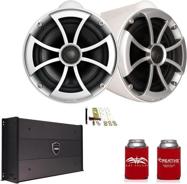 Main image of Wet Sounds ICON8W-X 8" White Tower Speakers with X-Mounts & SYN-DX2.3 1200 Watt Amplifier