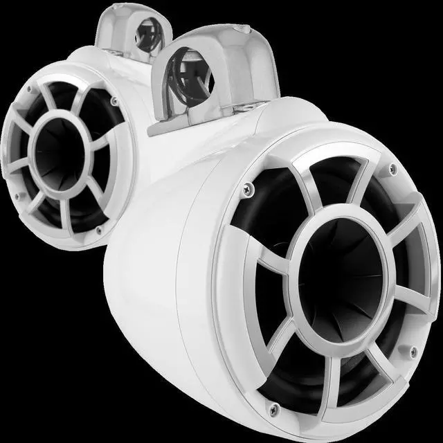 Alt view image 2 of 7 - Wet Sounds REV8B-FMINI 8" Black Tower Speakers with Stainless Steel Fixed Mini Clamps & SYN-DX2.3 1200 Watt Amplifier
