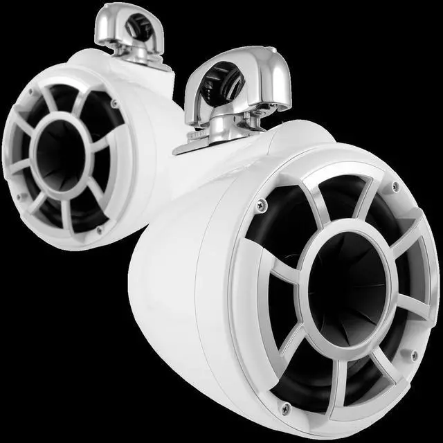 Alt view image 2 of 4 - Wet Sounds REV8W-SMINI 8" White Tower Speakers with Stainless Steel Swivel Mini Clamps & SYN-DX2 750 Watt Amplifier