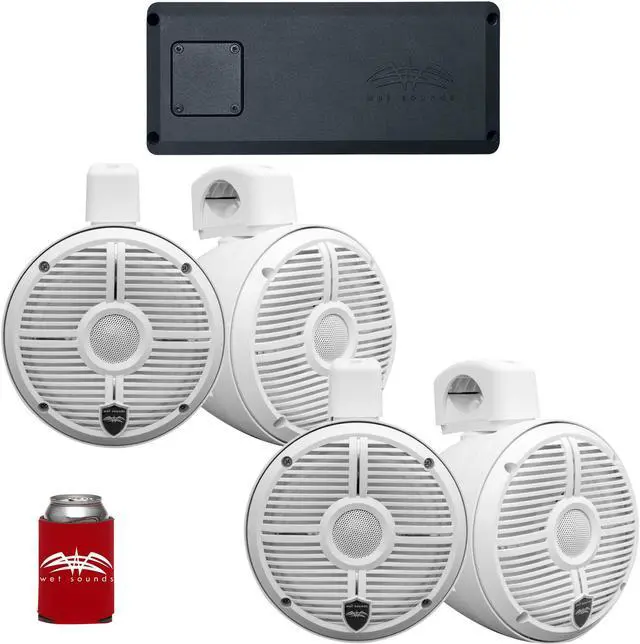 Main image of Wet Sounds - Two Pairs Of White RECON 6 POD-W 6.5 Inch Tower Speakers & STX Micro-4 Amplifier