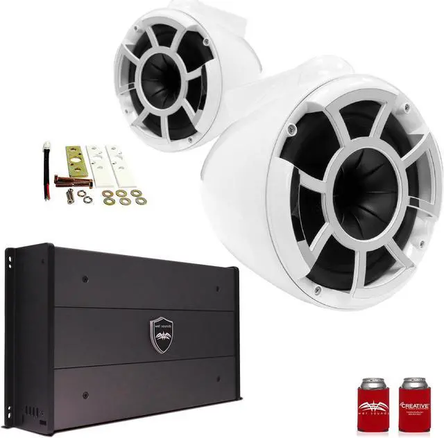Alt view image 5 of 7 - Wet Sounds REV8W-X 8" White Tower Speakers with X-Mounts & SYN-DX2.3 1200 Watt Amplifier