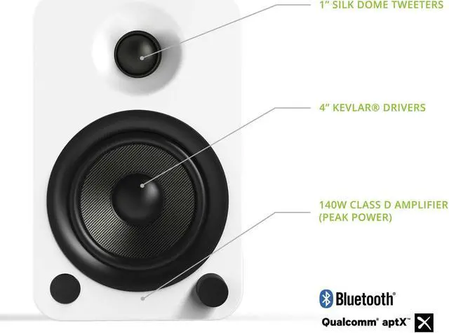 Alt view image 19 of 19 - Kanto YU4 Powered Bookshelf Speakers with Built-In Bluetooth - Pair (Matte White)