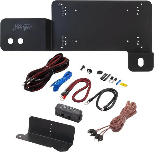Main image of Stinger BRCOAMPBRKTD Amp Bracket - Driver Side With STXKBR8 Underseat Amplifier 8-gauge Wiring Kit Compatible With Ford Bronco