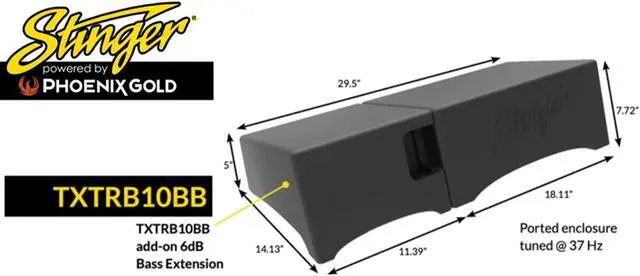 Alt view image 4 of 4 - Stinger TXTRB10 Loaded Underseat 10-inch Subwoofer Enclosure for Full Size Truck with TXTRB10BB Add-on Extention Port