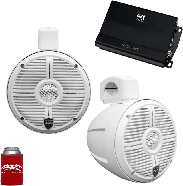 Main image of Wet Sounds - A Pair Of White RECON 6 POD-W 6.5 Inch Tower Speakers & MB Quart NA2-400.2 Amplifier