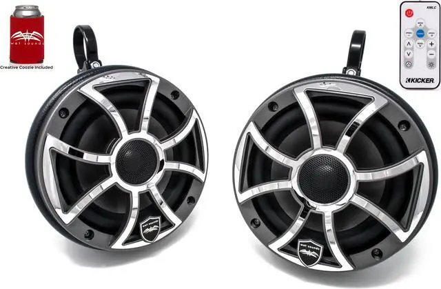 Main image of Wet Sounds REVO 6-XSG-SS GunMetal 6.5 Inch Marine LED Speakers & Enclosures (1.75" Clamps) & LED Controller