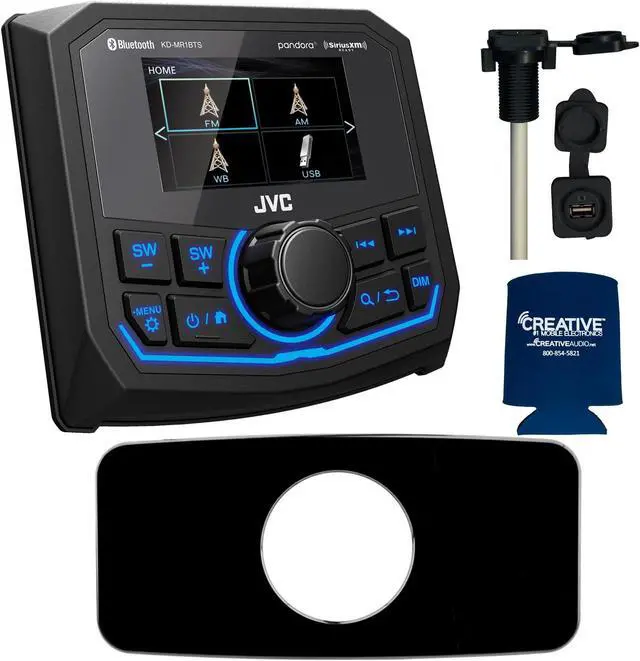 Main image of JVC KD-MR1BTS Waterproof Radio compatible with Stinger SEADASH3B Universal Marine 3" Radio Dash Kit, SMRAUXUSB3 USB/AUX