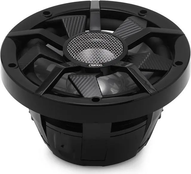 Alt view image 2 of 4 - Clarion Marine Bass Bundle - CM2513WL 10" RGB LED subwoofer includes Black & Silver Grilles, Clarion Marine XC2110 Amplifier