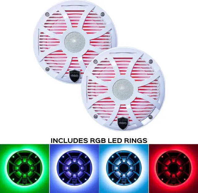 Main image of Wet Sounds REVO 6-SWW White Closed SW Grille 6.5 Inch Marine LED Coaxial Speakers (pair) with RGB LED Speaker Rings