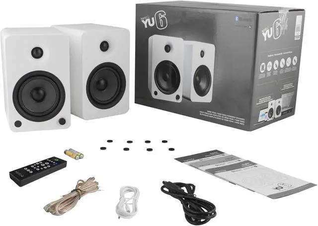 Alt view image 10 of 11 - Kanto YU6 Powered Bookshelf Speakers with Built-In Bluetooth - Pair (Matte White)