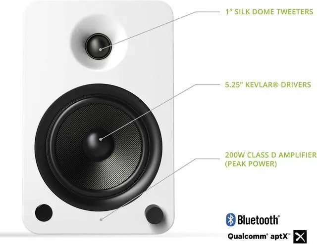 Alt view image 11 of 11 - Kanto YU6 Powered Bookshelf Speakers with Built-In Bluetooth - Pair (Matte White)