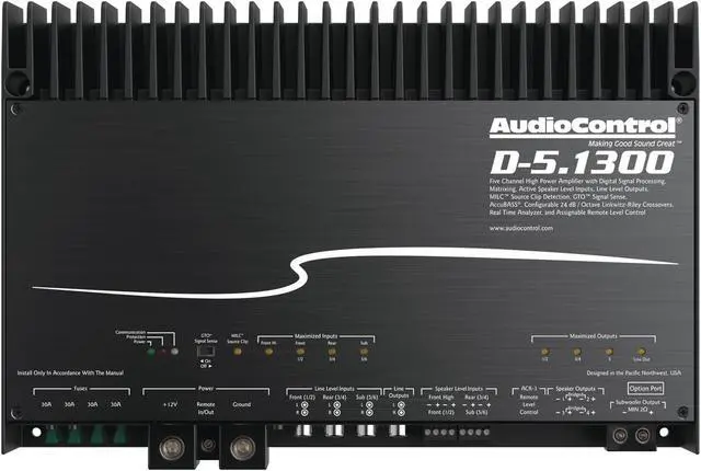 Alt view image 2 of 13 - AudioControl D-5.1300 5-Channel Car Audio Amplifier w/ Built-in DSP AccuBass